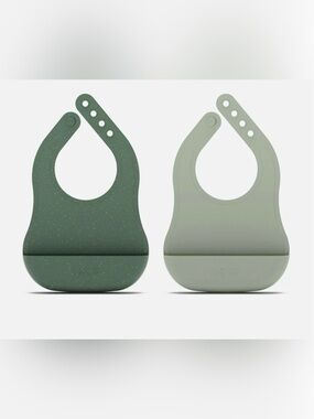 Lalo Silicone 2 Baby Bib with Crumb Catcher - Sage EUC
